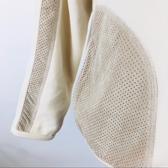 Lacoste Women’s Fleece Zip Up Jacket Mesh Cream 42 - Picture 2 of 7